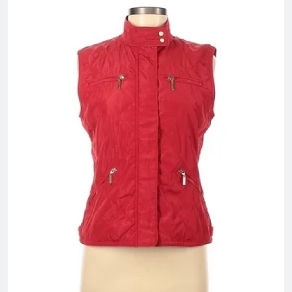 Zara Basics red quilted vest with pockets layering size XS - Picture 1 of 11